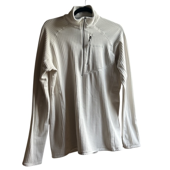 Patagonia Worn Wear Quarter Zip Pullover Sweater Size Large Eggshell Cream fall - Picture 1 of 17